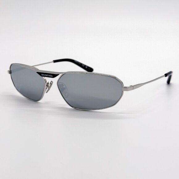 NEW BALENCIAGA BB0245S 002 SILVER UNISEX SUNGLASSES BB 0245S 0023 METAL EYEWEAR - Picture 2 of 8